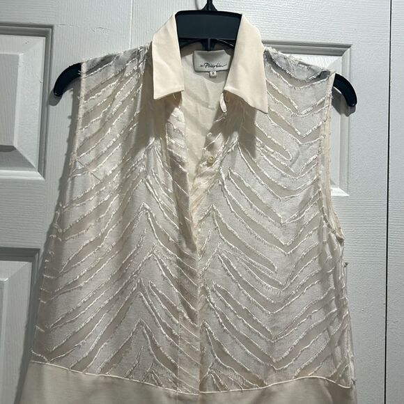 3.1 Phillip Lim Off White Silk Top, Size 0 - Picture 3 of 14
